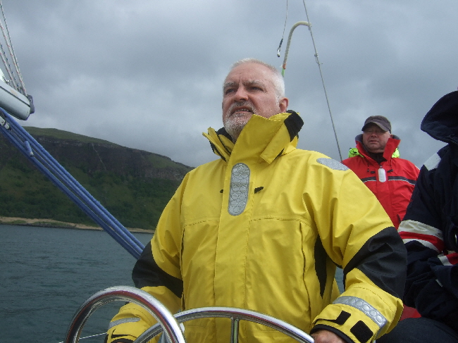 Skipper on the helm