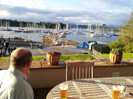 Enjoying a beer at The Wide Mouth frog...