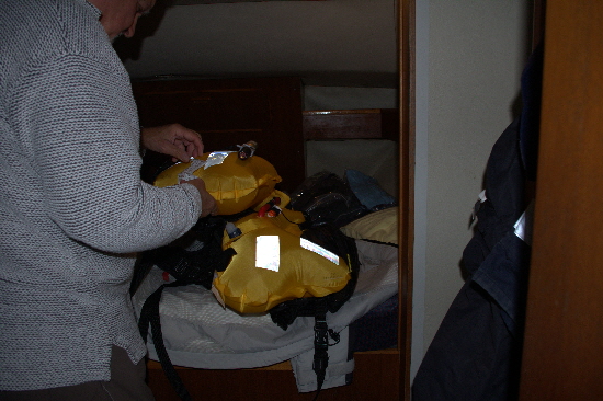 Damp got into Skip's lifejacket and inflated!
