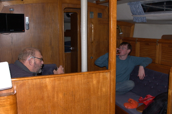 Mick and James enjoying a drop of Oirish